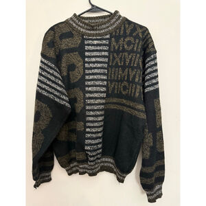 Men's vintage GROUND ZERO Crewneck Sweater L Black Browno